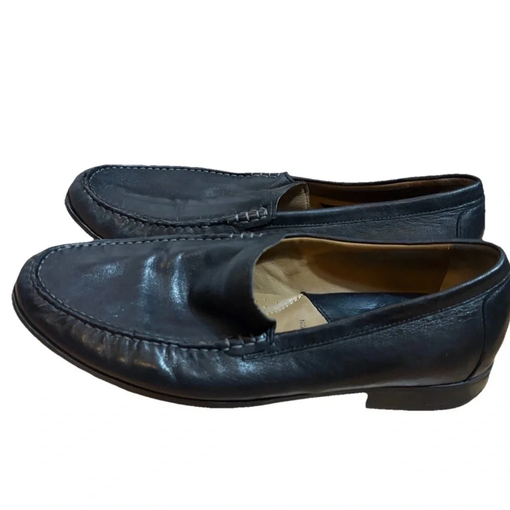 Johnston & Murphy Sz 10 Cresswell Venetian Soft Sheepskin Leather Black Slip On